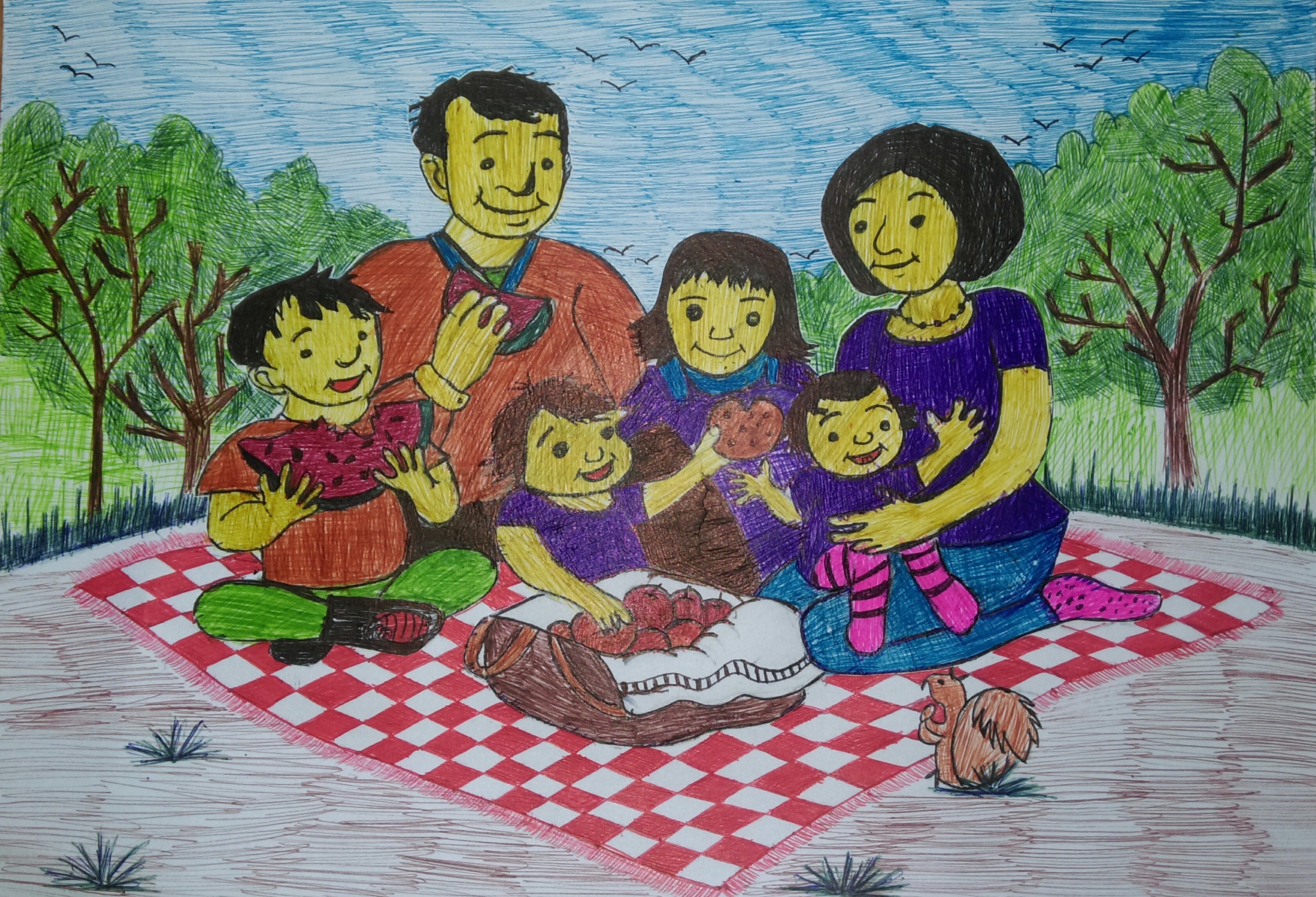 Сурет салу балабақшада. Отбасы. Балалар картина. Балалар рисунок. Отбасы картинки для детей.